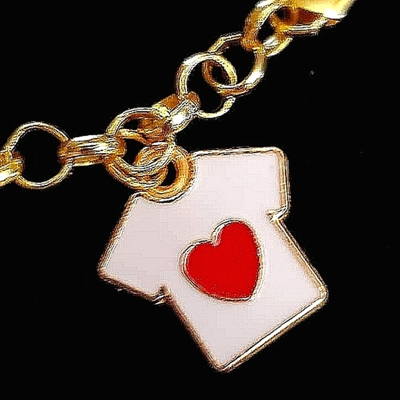 Julie Wang handmade charm gold link bracelet with lobster clasp. 14k plated. - Picture 4 of 7